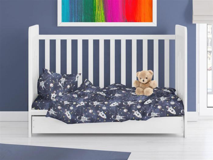 ΠΑΠΛΩΜΑΤΟΘΗΚΗ ΕΜΠΡΙΜΕ bebe Galaxy Travel 90 120X160 Blue 100% Cotton Flannel