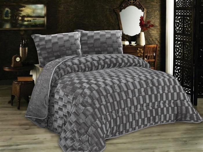 Κουβερτοπάπλωμα με εφέ Fleece 750 gsm 1940 Grey 160X220 100% Polyester