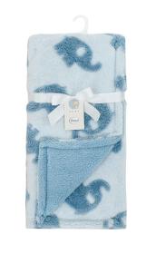 Κουβέρτα Sherpa Jacquard bebe 460 gsm Elephant 08 75X100 Sky Blue 100% Polyester