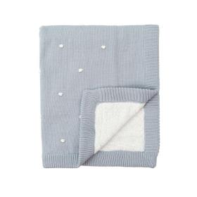 Κουβέρτα Πλεκτή με Fleece Coralina Μπλε 80x110εκ.