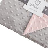 Κουβέρτα Minky Microfiber Ροζ/Γκρι 80x110εκ.