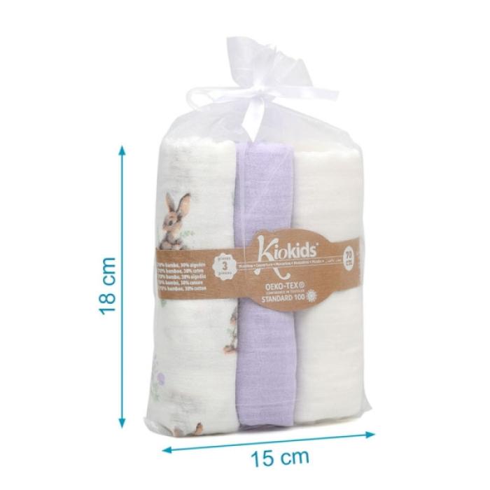 Μουσελίνα Bamboo Lavender Bunny 70x70εκ. Σετ 3τμχ.