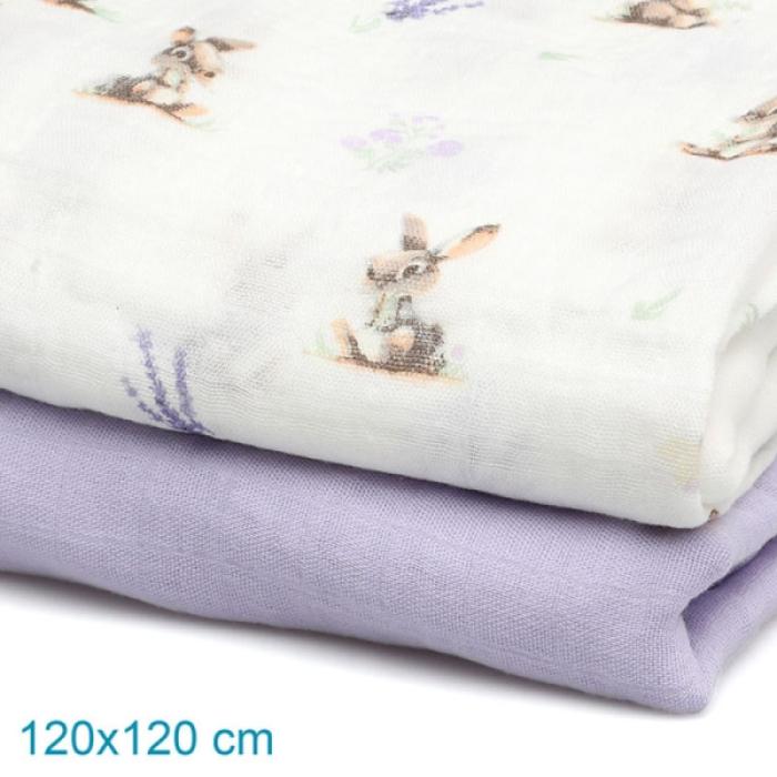 Μουσελίνα Bamboo Lavender Bunny 120x120cm. 2τμχ.