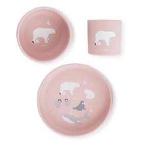 Σετ Φαγητού Σιλικόνης Polar Bear Ροζ 4+Μ