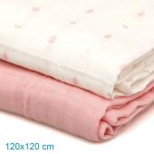 Μουσελίνα Bamboo Petit Pink 120x120cm. 2τμχ.