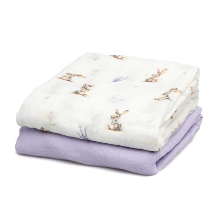 Μουσελίνα Bamboo Lavender Bunny 120x120cm. 2τμχ.