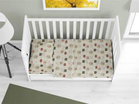 Σεντόνια Εμπριμέ Σετ 3 τεμ bebe Big Cats 27 120X160 Light Olive 100% Cotton