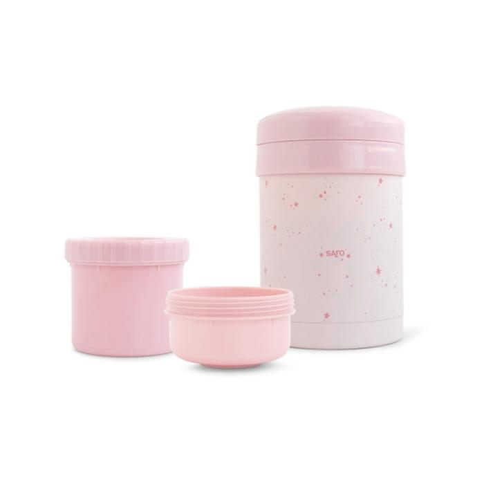 Θερμός Φαγητού με δοχεία Stars Ροζ 700ml
