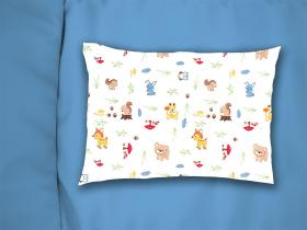 Μαξιλαροθήκη Εμπριμέ kids Forest Animals 570 50X70 White-Sky Blue 100% Cotton