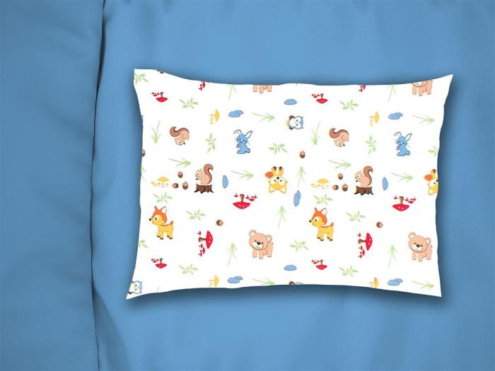 Μαξιλαροθήκη Εμπριμέ kids Forest Animals 570 50X70 White-Sky Blue 100% Cotton