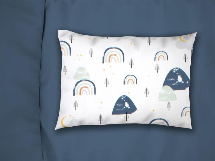 Μαξιλαροθήκη Εμπριμέ kids Rainbow 574 50X70 White-Blue 100% Cotton
