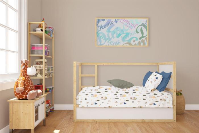 Σεντόνια Εμπριμέ Σετ 3 τεμ bebe Village 579 120X160 White-Green 100% Cotton