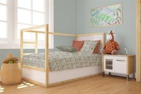Παπλωματοθήκη Εμπριμέ bebe Fox 528 120X160 Pale Cyan 100% Cotton