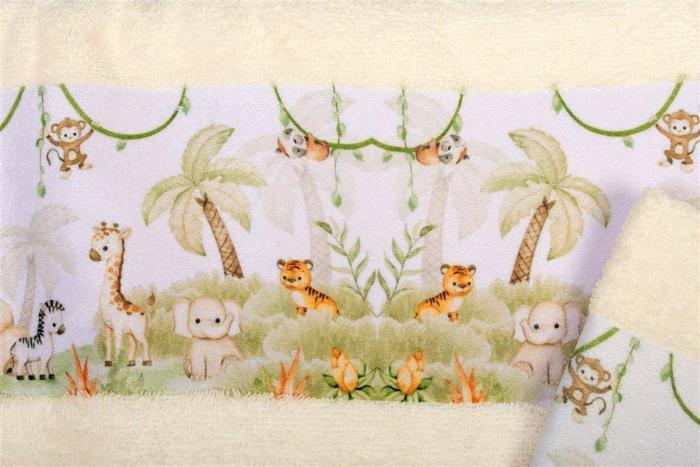 Πετσέτα Σετ 2 τεμ Με Ψηφιακή Εκτύπωση bebe Jungle 351 30X50,70X140 Ecru 100% Cotton