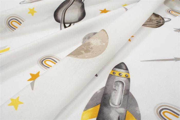 Σεντόνια Εμπριμέ Σετ 3 τεμ bebe Space Mission 183 120X160 White-Grey 100% Cotton