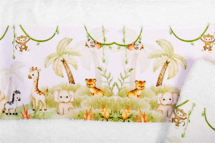 Πετσέτα Σετ 2 τεμ Με Ψηφιακή Εκτύπωση bebe Jungle 350 30X50,70X140 White 100% Cotton