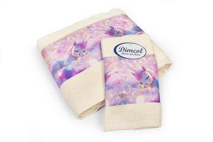 Πετσέτα Σετ 2 τεμ Με Ψηφιακή Εκτύπωση bebe Dreaming Unicorn 322 30X50,70X140 Ecru 100% Cotton