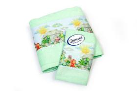 Πετσέτα Σετ 2 τεμ Με Ψηφιακή Εκτύπωση bebe Dinosaurs 313 30X50,70X140 Mint 100% Cotton