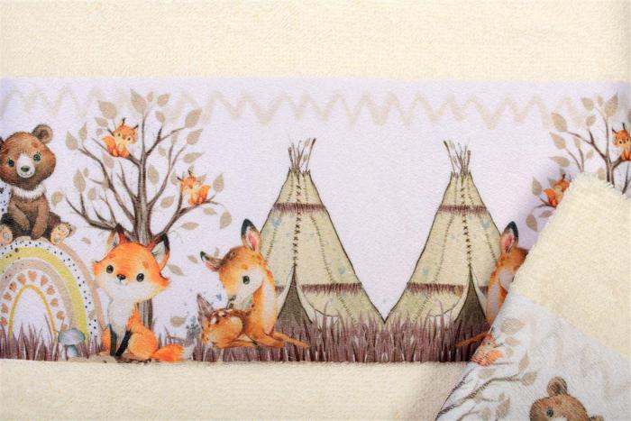 Πετσέτα Σετ 2 τεμ Με Ψηφιακή Εκτύπωση bebe Forest Animals 336 30X50,70X140 Ecru 100% Cotton