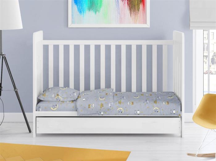 ΣΕΝΤΟΝΙΑ ΕΜΠΡΙΜΕ ΣΕΤ 3 τεμ bebe Sweet Dreams 552 120X160 Grey 100% Cotton