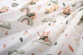 Σεντονάκι Λίκνου bebe Cloudy Bear 581 80X110 White-Olive 100% Cotton