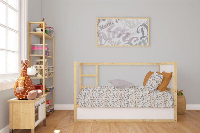 Σεντόνια Εμπριμέ Σετ 3 τεμ bebe Fox 527 120X160 Grey 100% Cotton