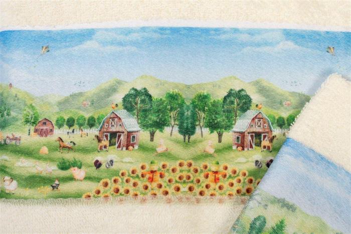 Πετσέτα Σετ 2 τεμ Με Ψηφιακή Εκτύπωση bebe Farm 341 30X50,70X140 Ecru 100% Cotton