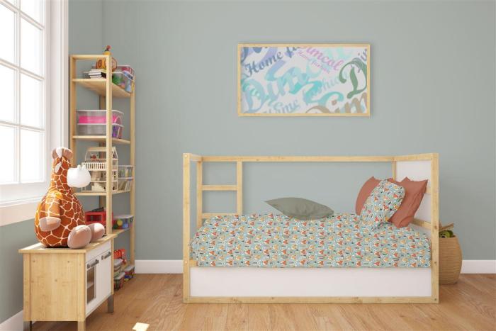 Σεντόνια Εμπριμέ Σετ 3 τεμ bebe Fox 528 120X160 Pale Cyan 100% Cotton