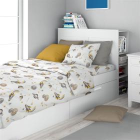 Σεντόνια Εμπριμέ Σετ 2 τεμ kids Space Mission 183 160X240 White-Grey 100% Cotton
