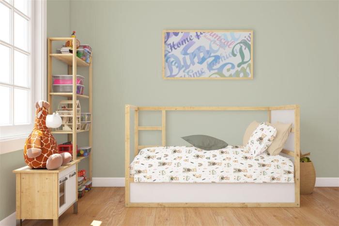 Σεντόνια Εμπριμέ Σετ 3 τεμ bebe Cloudy Bear 581 120X160 White-Olive 100% Cotton