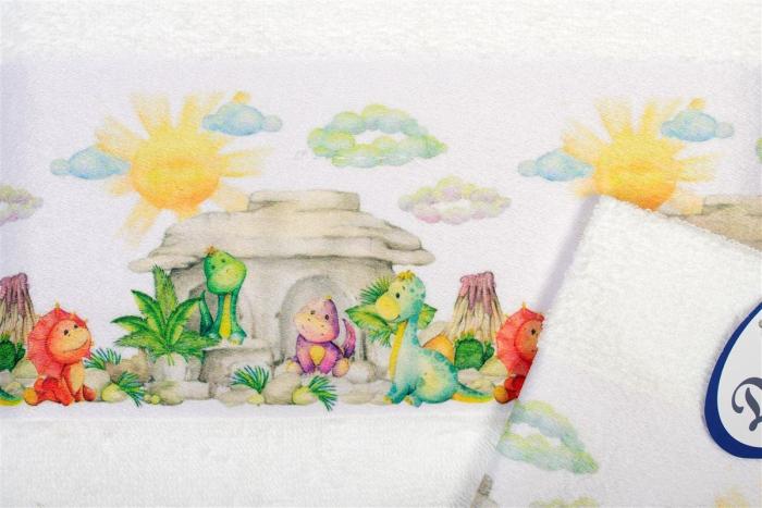 Πετσέτα Σετ 2 τεμ Με Ψηφιακή Εκτύπωση bebe Dinosaurs 311 30X50,70X140 White 100% Cotton
