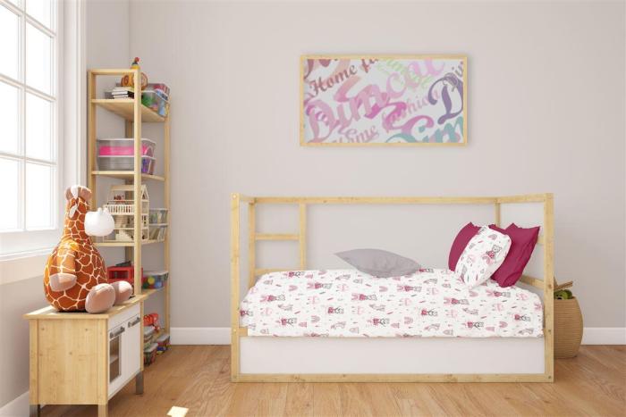 Σεντόνια Εμπριμέ Σετ 3 τεμ bebe Cloudy Bear 582 120X160 White-Pink 100% Cotton