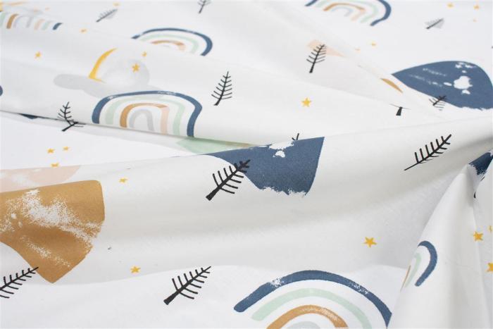 Σεντόνια Εμπριμέ Σετ 3 τεμ bebe Rainbow 574 120X160 White-Blue 100% Cotton