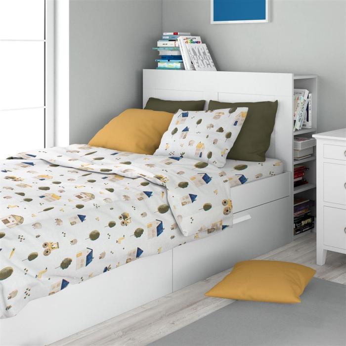 Σεντόνια Εμπριμέ Σετ 2 τεμ kids Village 579 160X240 White-Green 100% Cotton