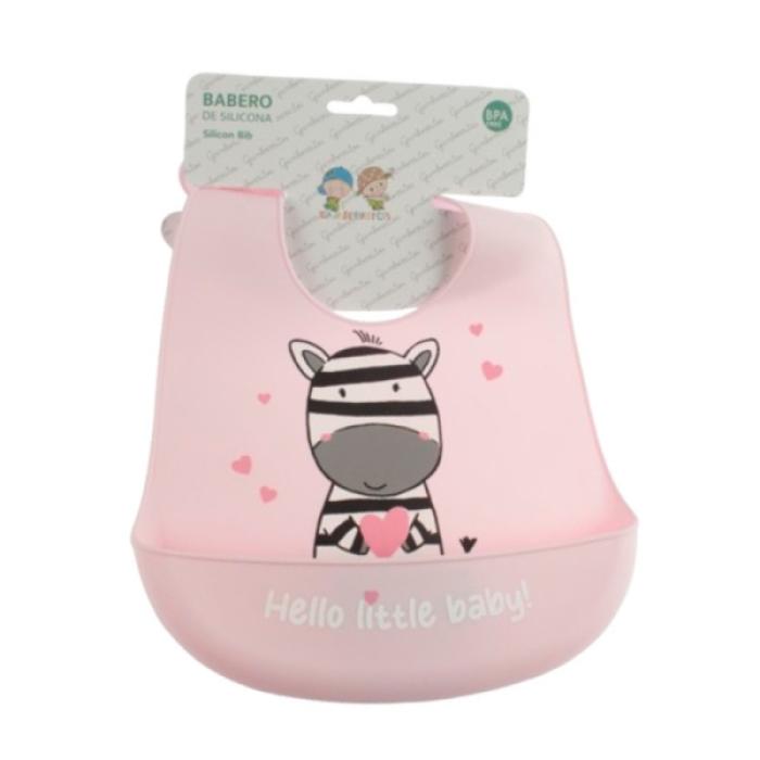 Σαλιάρα Σιλικόνης Zebra Pink