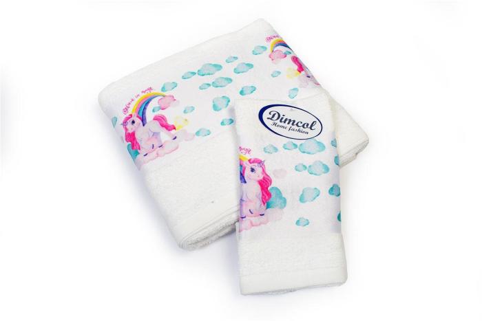 Πετσέτα Σετ 2 τεμ Με Ψηφιακή Εκτύπωση bebe Magic Unicorn 316 30X50,70X140 White 100% Cotton