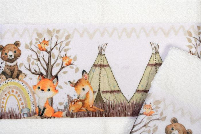 Πετσέτα Σετ 2 τεμ Με Ψηφιακή Εκτύπωση bebe Forest Animals 335 30X50,70X140 White 100% Cotton