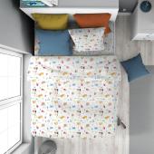 Παπλωματοθήκη Εμπριμέ kids Forest Animals 570 160X240 White-Sky Blue 100% Cotton