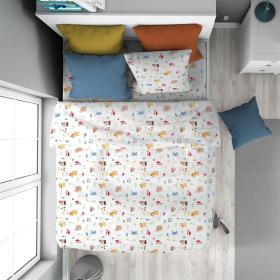 Παπλωματοθήκη Εμπριμέ kids Forest Animals 570 160X240 White-Sky Blue 100% Cotton