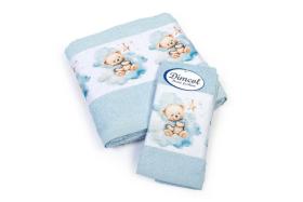 Πετσέτα Σετ 2 τεμ Με Ψηφιακή Εκτύπωση bebe Cute Bear 301 30X50,70X140 Sky Blue 100% Cotton