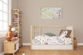 Σεντόνια Εμπριμέ Σετ 3 τεμ bebe Countryside 580 120X160 White-Mint 100% Cotton