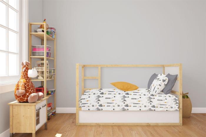 Σεντόνια Εμπριμέ Σετ 3 τεμ bebe Seabirds 578 120X160 White-Grey 100% Cotton