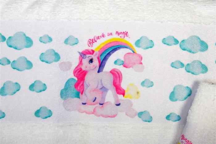 Πετσέτα Σετ 2 τεμ Με Ψηφιακή Εκτύπωση bebe Magic Unicorn 316 30X50,70X140 White 100% Cotton