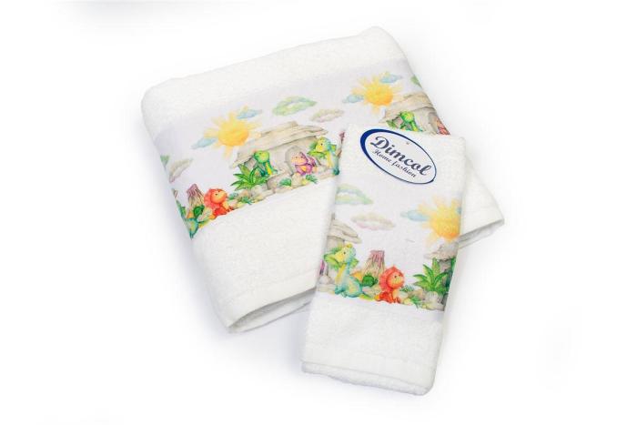 Πετσέτα Σετ 2 τεμ Με Ψηφιακή Εκτύπωση bebe Dinosaurs 311 30X50,70X140 White 100% Cotton