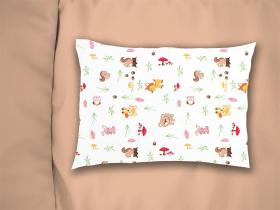Μαξιλαροθήκη Εμπριμέ bebe Forest Animals 571 35X45 White-Pink 100% Cotton