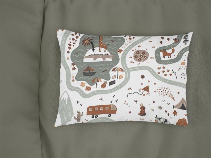 Μαξιλαροθήκη Εμπριμέ bebe Countryside 580 35X45 White-Mint 100% Cotton