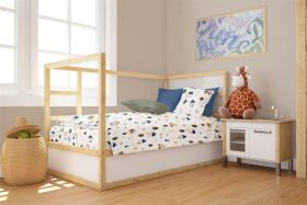 Παπλωματοθήκη Εμπριμέ bebe Village 579 120X160 White-Green 100% Cotton