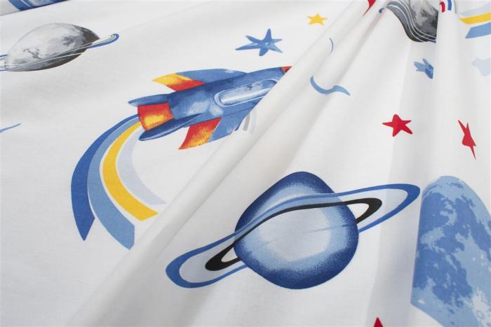 Σεντονάκι Λίκνου bebe Space Mission 184 80X110 White-Blue 100% Cotton