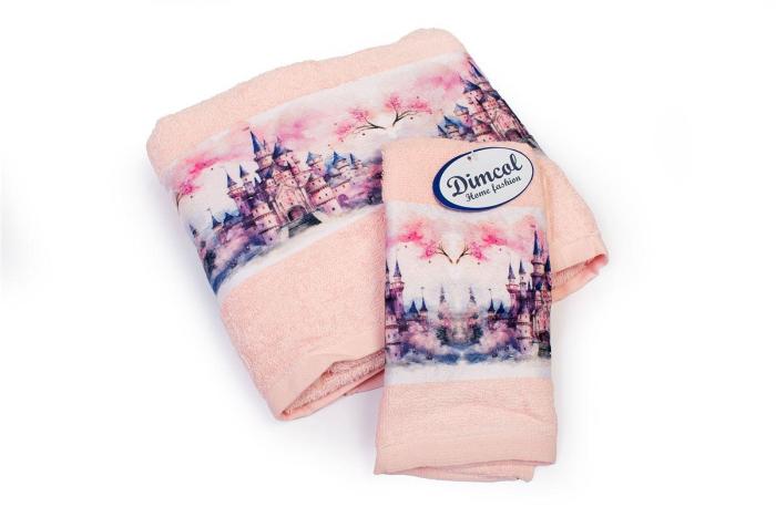 Πετσέτα Σετ 2 τεμ Με Ψηφιακή Εκτύπωση bebe Fairytale Castle 325 30X50,70X140 Pink 100% Cotton