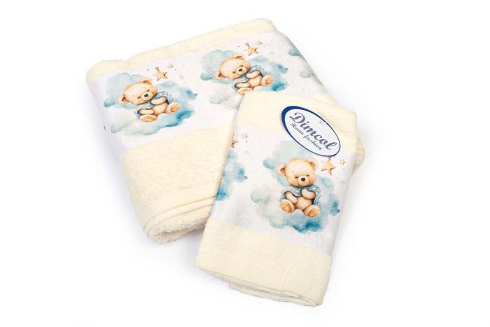 Πετσέτα Σετ 2 τεμ Με Ψηφιακή Εκτύπωση bebe Cute Bear 303 30X50,70X140 Ecru 100% Cotton